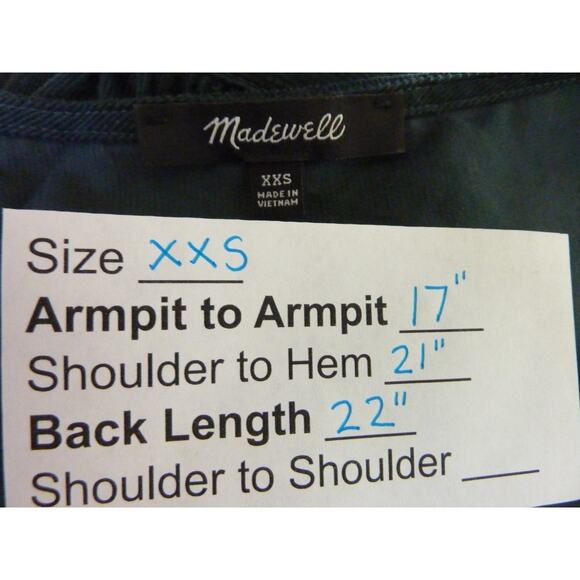 Madewell Corduroy Kinston Side-Button Wrap Top XXS Green Finewale Blouse - Picture 6 of 7